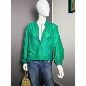 Vintage 1970's Teal Glitter Blouse from Teddi of California size 12